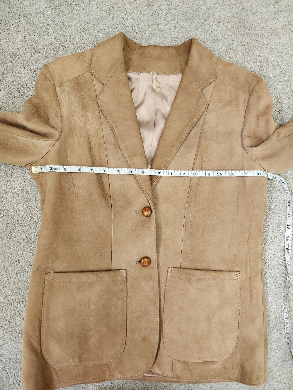 VTG Made In New Zealand Kings Road Tan Suede Blazer Sz 38 Fits M Prep Heritage - Picture 8 of 14